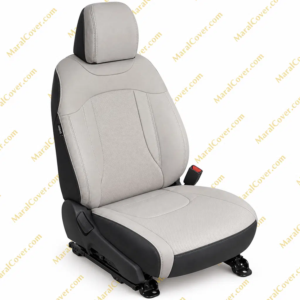 Light Gray Automotive Bucket Seat Product Shot روکش اسپورتج 2025 چرم مارال مدل پرایم کد 3051 - تصویر 1